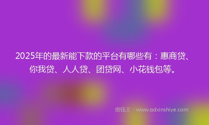 2025年的最新能下款的平台有哪些有：惠商贷、你我贷、人人贷、团贷网、小花钱包等。
