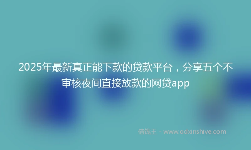 2025年最新真正能下款的贷款平台，分享五个不审核夜间直接放款的网贷app