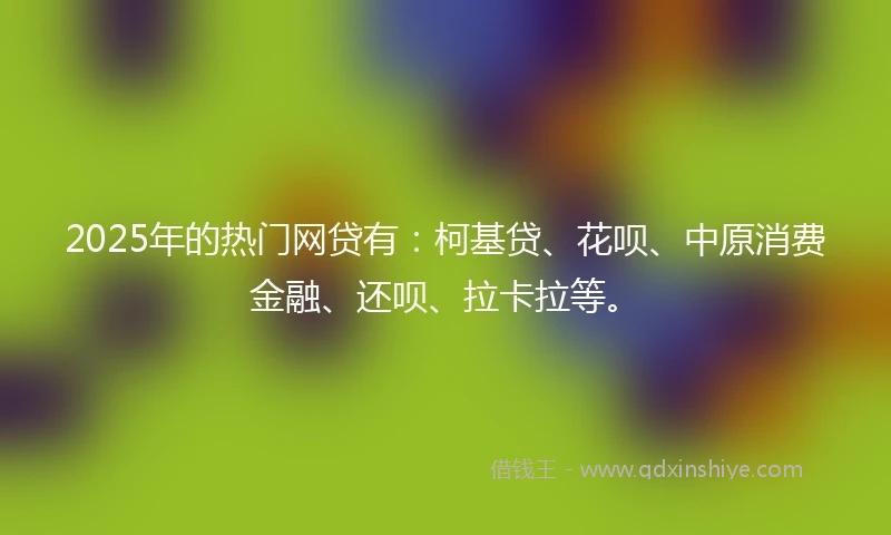 2025年的热门网贷有：柯基贷、花呗、中原消费金融、还呗、拉卡拉等。