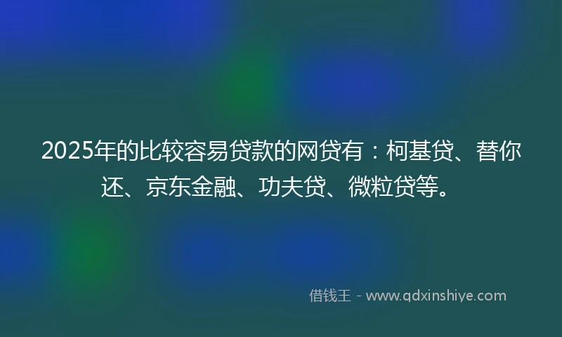 2025年的比较容易贷款的网贷有：柯基贷、替你还、京东金融、功夫贷、微粒贷等。