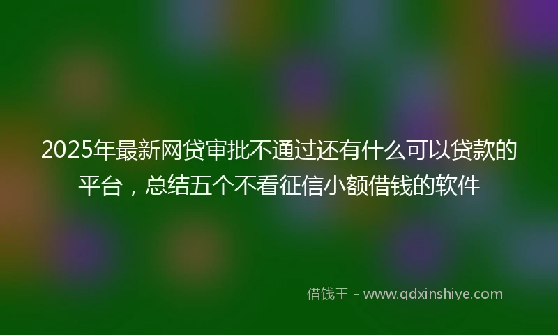 2025年最新网贷审批不通过还有什么可以贷款的平台，总结五个不看征信小额借钱的软件