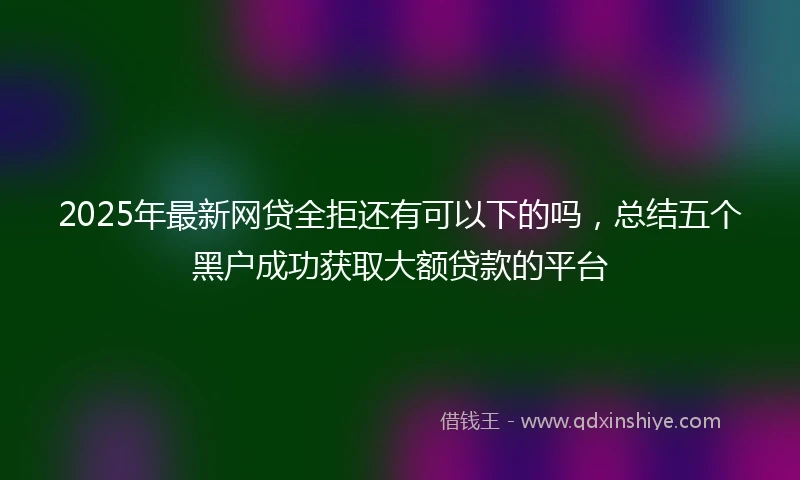 2025年最新网贷全拒还有可以下的吗，总结五个黑户成功获取大额贷款的平台
