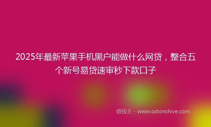2025年最新苹果手机黑户能做什么网贷，整合五个新号易贷速审秒下款口子