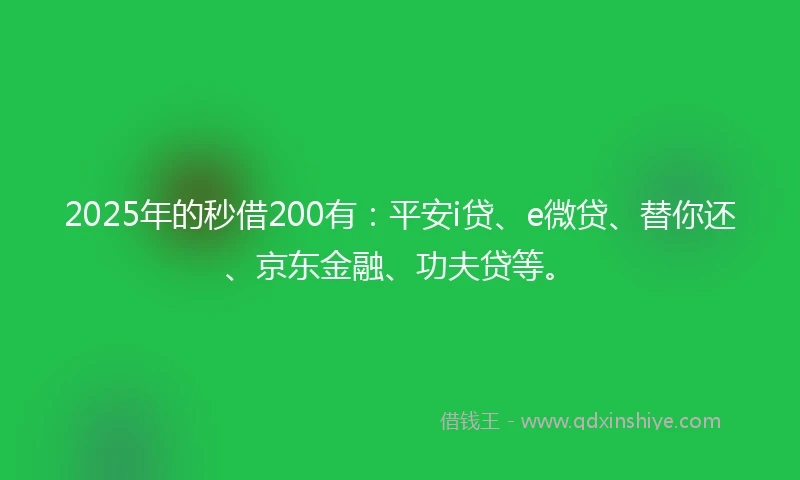 2025年的秒借200有：平安i贷、e微贷、替你还、京东金融、功夫贷等。
