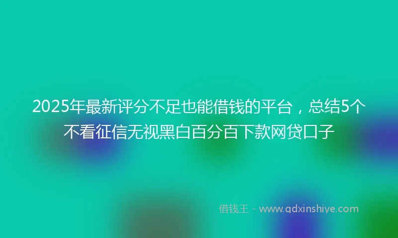 2025年最新评分不足也能借钱的平台，总结5个不看征信无视黑白百分百下款网贷口子