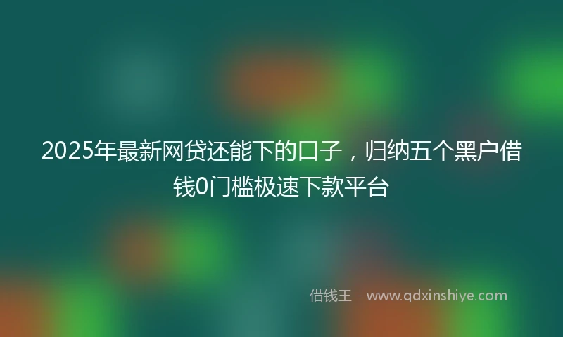 2025年最新网贷还能下的口子，归纳五个黑户借钱0门槛极速下款平台