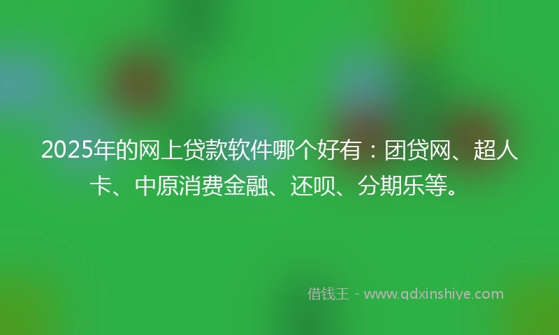 2025年的网上贷款软件哪个好有：团贷网、超人卡、中原消费金融、还呗、分期乐等。