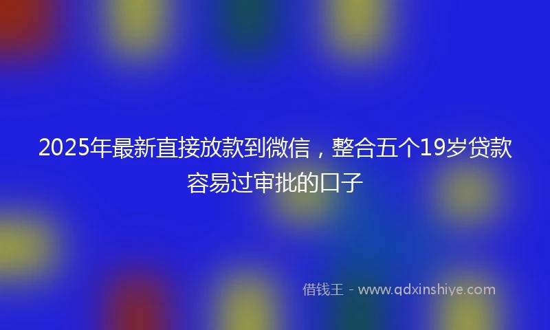 2025年最新直接放款到微信，整合五个19岁贷款容易过审批的口子