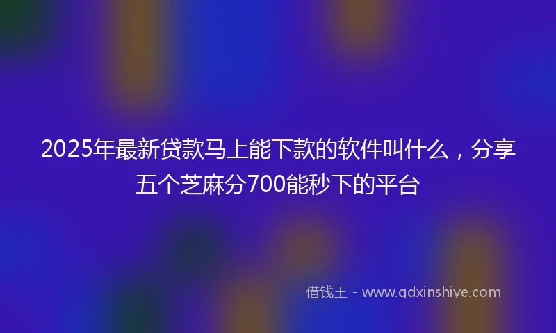 2025年最新贷款马上能下款的软件叫什么，分享五个芝麻分700能秒下的平台