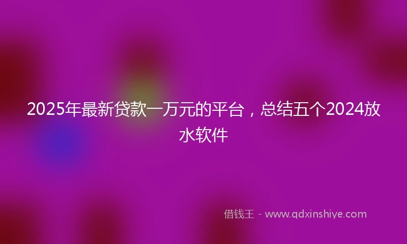 2025年最新贷款一万元的平台，总结五个2024放水软件