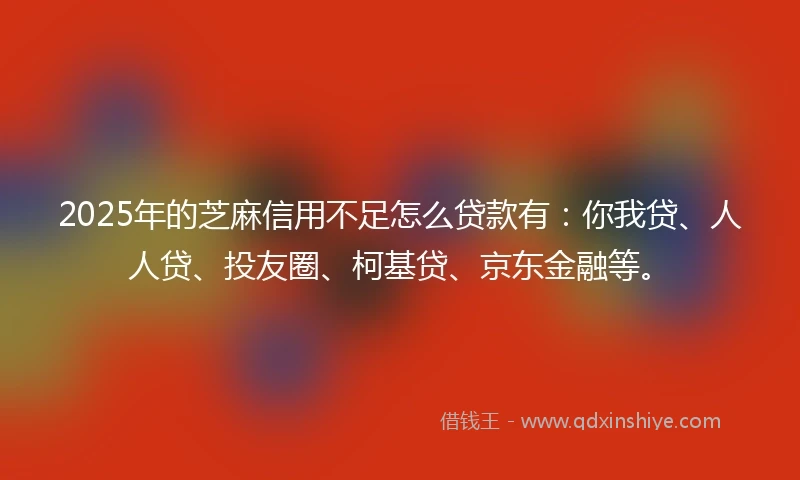 2025年的芝麻信用不足怎么贷款有：你我贷、人人贷、投友圈、柯基贷、京东金融等。