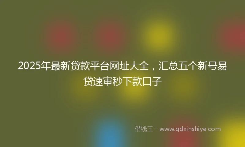 2025年最新贷款平台网址大全,汇总五个新号易贷速审秒下款口子