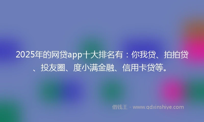 2025年的网贷app十大排名有：你我贷、拍拍贷、投友圈、度小满金融、信用卡贷等。