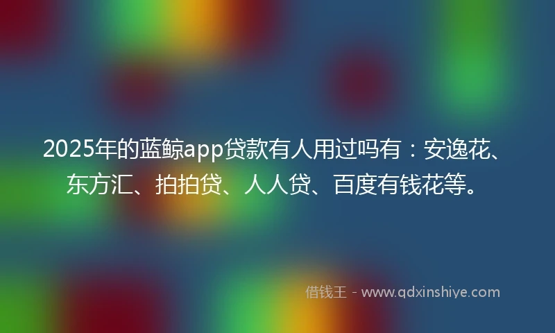 2025年的蓝鲸app贷款有人用过吗有:安逸花、东方汇、拍拍贷、人人贷、百度有钱花等。