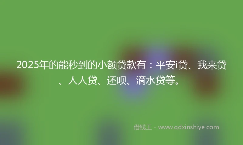 2025年的能秒到的小额贷款有：平安i贷、我来贷、人人贷、还呗、滴水贷等。