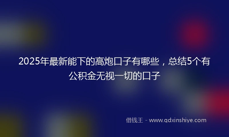 2025年最新能下的高炮口子有哪些，总结5个有公积金无视一切的口子