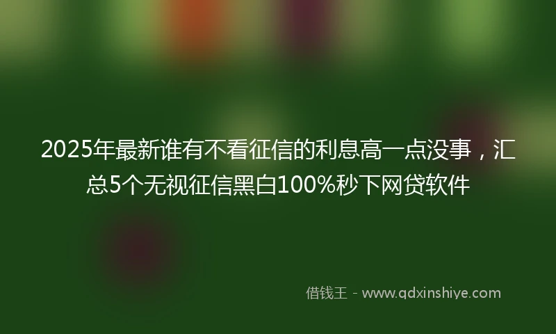 2025年最新谁有不看征信的利息高一点没事，汇总5个无视征信黑白100%秒下网贷软件
