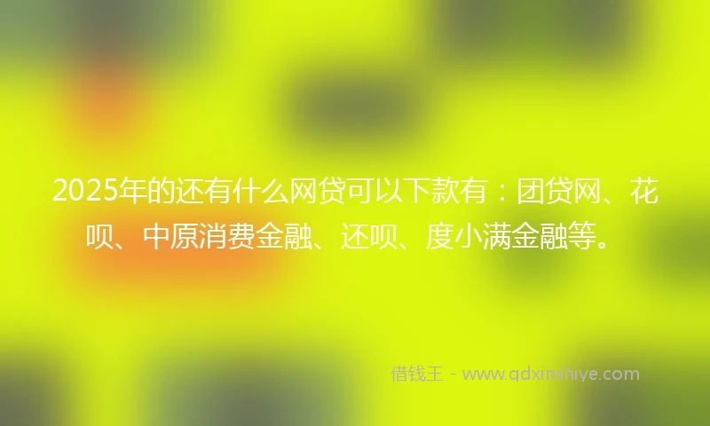 2025年的还有什么网贷可以下款有：团贷网、花呗、中原消费金融、还呗、度小满金融等。