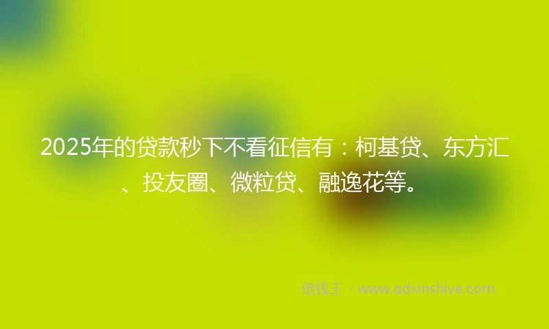 2025年的贷款秒下不看征信有：柯基贷、东方汇、投友圈、微粒贷、融逸花等。
