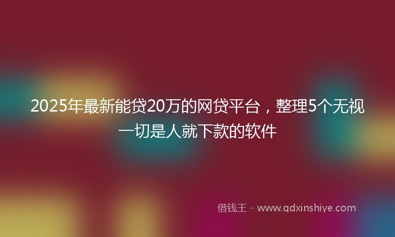 2025年最新能贷20万的网贷平台，整理5个无视一切是人就下款的软件