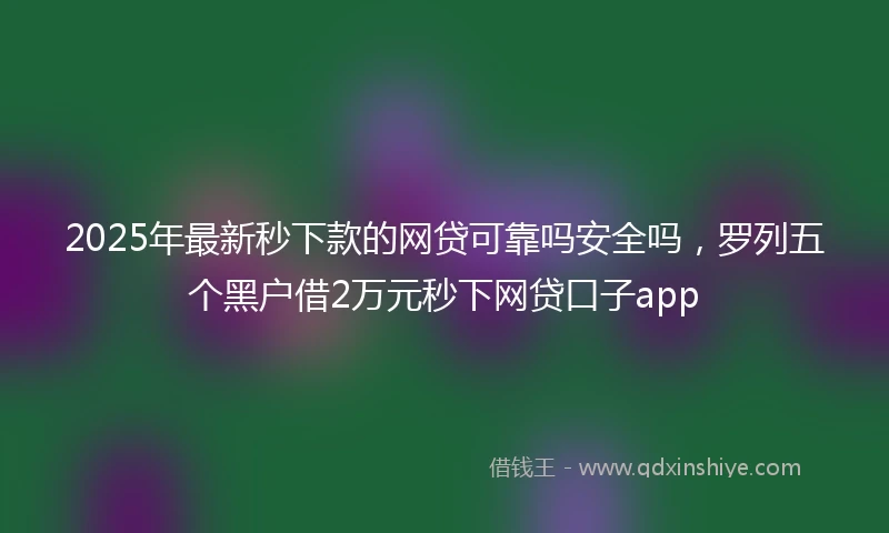 2025年最新秒下款的网贷可靠吗安全吗，罗列五个黑户借2万元秒下网贷口子app