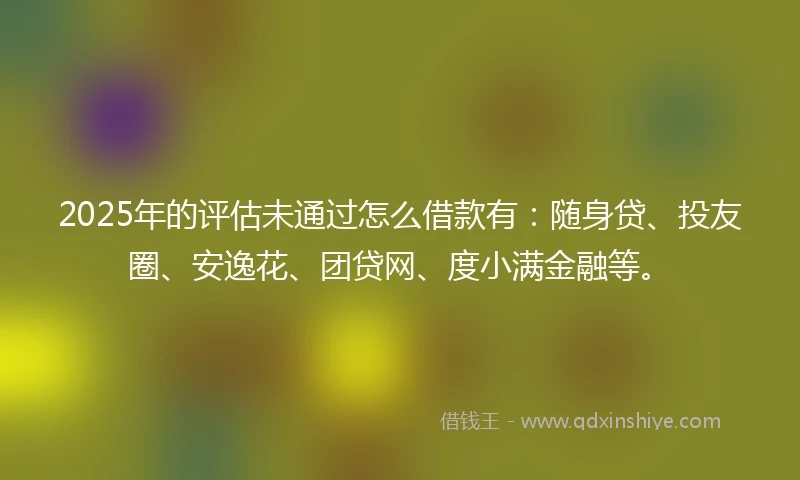 2025年的评估未通过怎么借款有：随身贷、投友圈、安逸花、团贷网、度小满金融等。