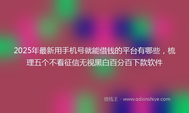2025年最新用手机号就能借钱的平台有哪些，梳理五个不看征信无视黑白百分百下款软件