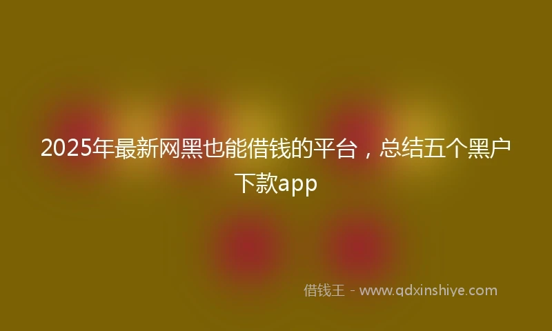 2025年最新网黑也能借钱的平台，总结五个黑户下款app