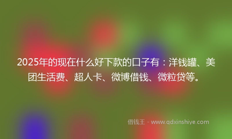2025年的现在什么好下款的口子有：洋钱罐、美团生活费、超人卡、微博借钱、微粒贷等。