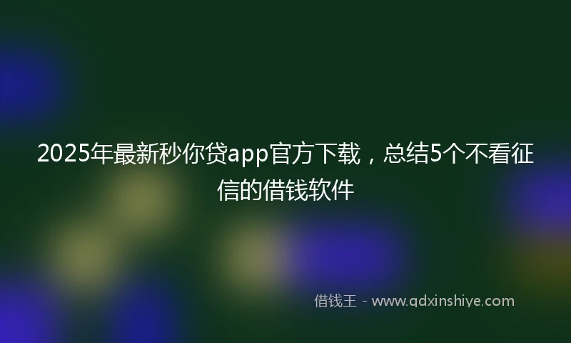 2025年最新秒你贷app官方下载，总结5个不看征信的借钱软件
