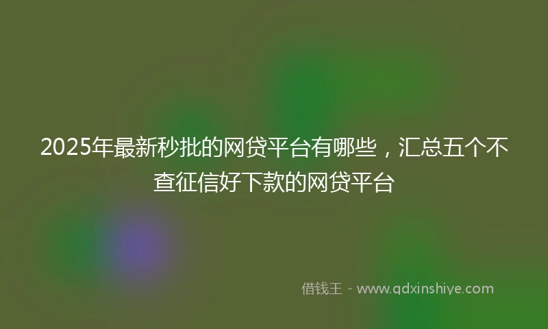 2025年最新秒批的网贷平台有哪些，汇总五个不查征信好下款的网贷平台