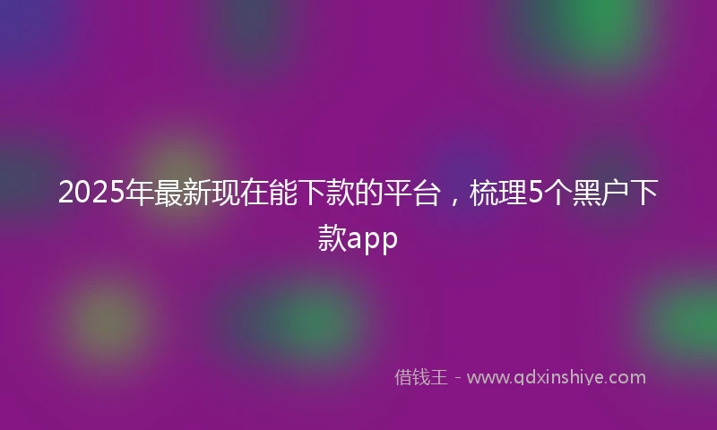 2025年最新现在能下款的平台，梳理5个黑户下款app