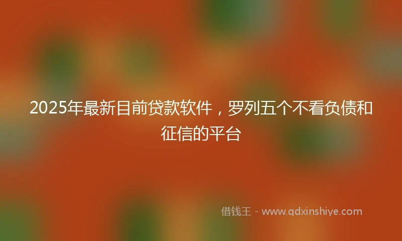 2025年最新目前贷款软件，罗列五个不看负债和征信的平台