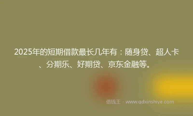 2025年的短期借款最长几年有：随身贷、超人卡、分期乐、好期贷、京东金融等。