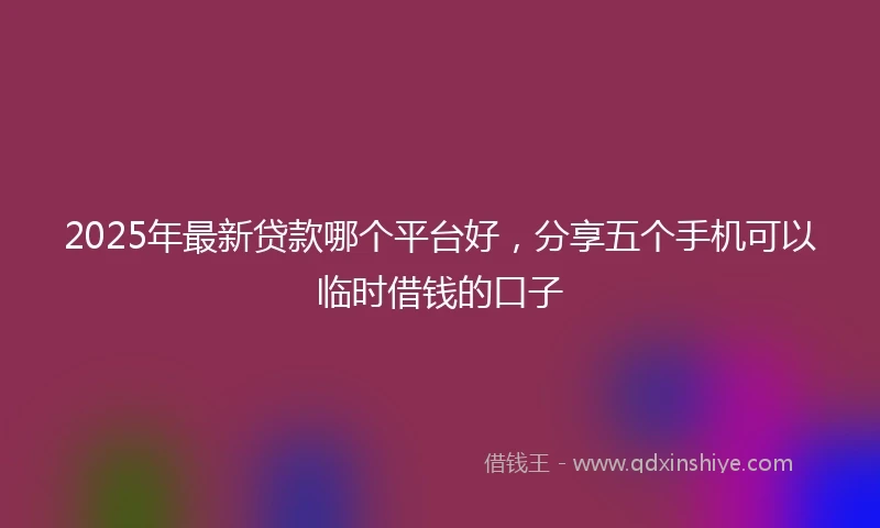 2025年最新贷款哪个平台好，分享五个手机可以临时借钱的口子