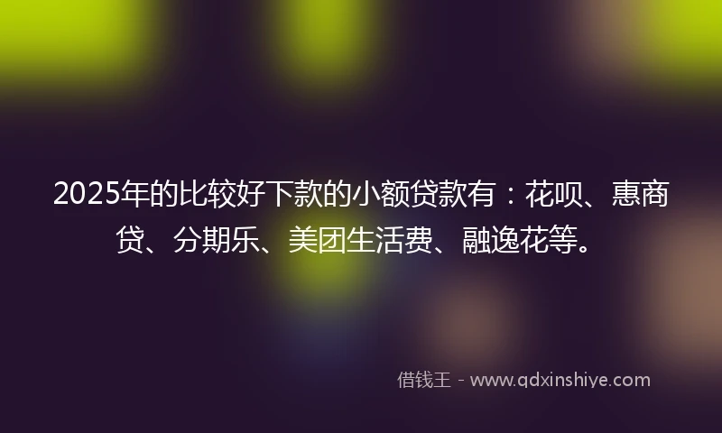2025年的比较好下款的小额贷款有：花呗、惠商贷、分期乐、美团生活费、融逸花等。