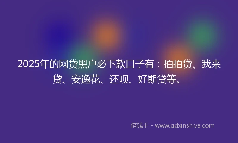 2025年的网贷黑户必下款口子有：拍拍贷、我来贷、安逸花、还呗、好期贷等。