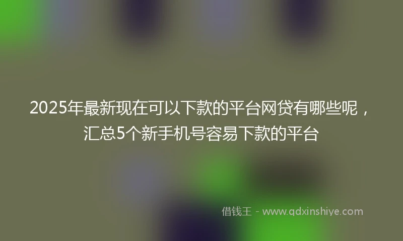 2025年最新现在可以下款的平台网贷有哪些呢，汇总5个新手机号容易下款的平台