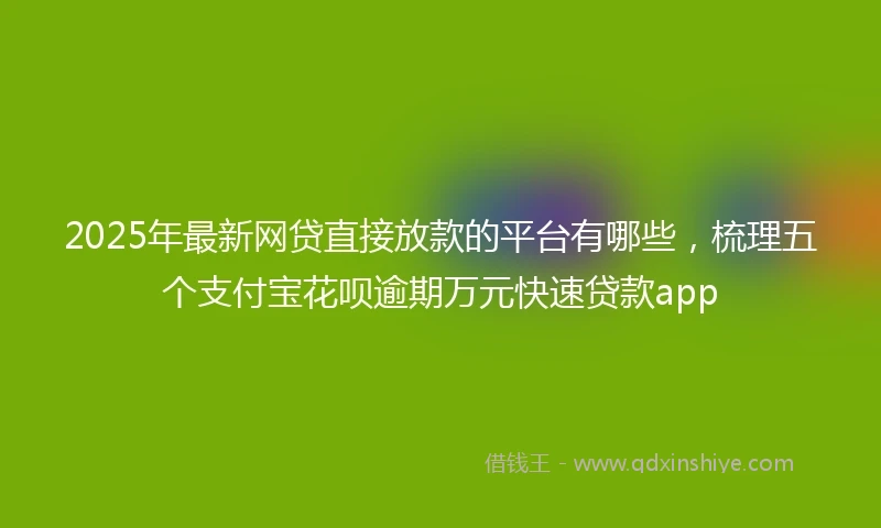 2025年最新网贷直接放款的平台有哪些，梳理五个支付宝花呗逾期万元快速贷款app