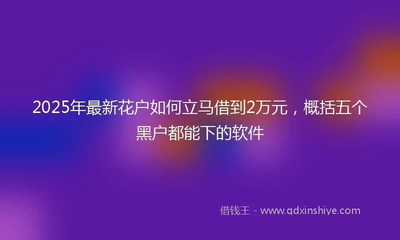 2025年最新花户如何立马借到2万元，概括五个黑户都能下的软件