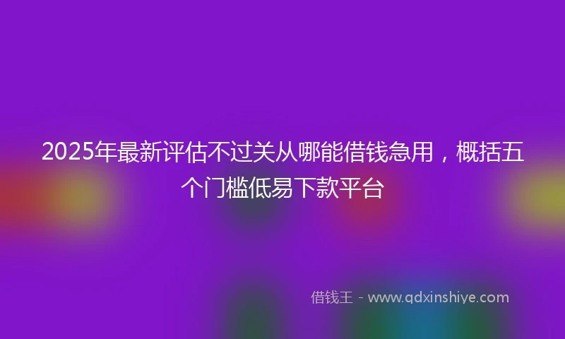 2025年最新评估不过关从哪能借钱急用，概括五个门槛低易下款平台