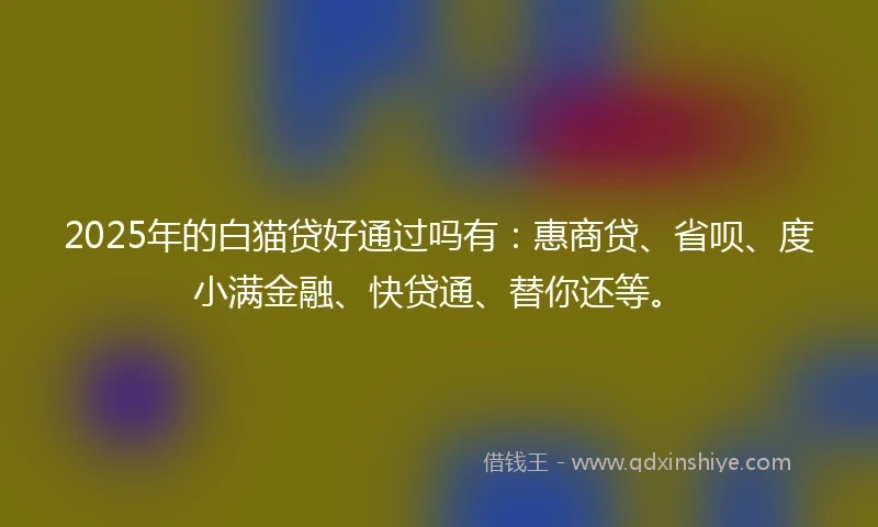 2025年的白猫贷好通过吗有：惠商贷、省呗、度小满金融、快贷通、替你还等。