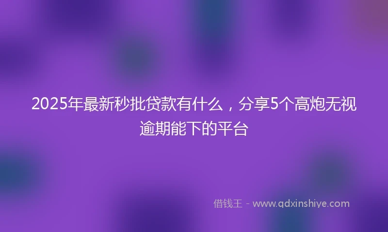 2025年最新秒批贷款有什么，分享5个高炮无视逾期能下的平台
