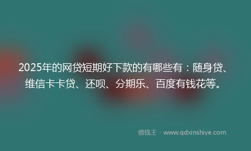 2025年的网贷短期好下款的有哪些有：随身贷、维信卡卡贷、还呗、分期乐、百度有钱花等。