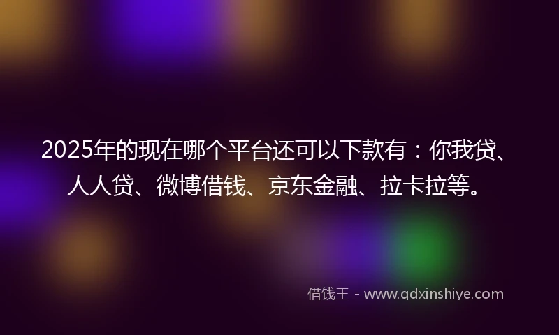 2025年的现在哪个平台还可以下款有：你我贷、人人贷、微博借钱、京东金融、拉卡拉等。