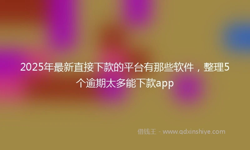 2025年最新直接下款的平台有那些软件，整理5个逾期太多能下款app