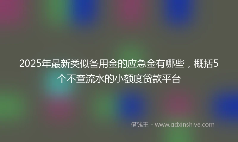 2025年最新类似备用金的应急金有哪些，概括5个不查流水的小额度贷款平台