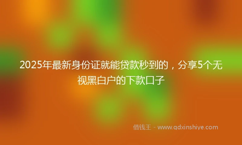 2025年最新身份证就能贷款秒到的，分享5个无视黑白户的下款口子