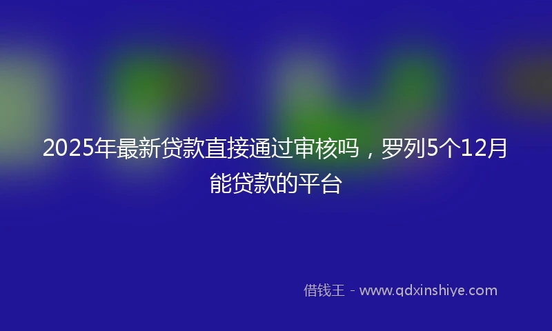 2025年最新贷款直接通过审核吗，罗列5个12月能贷款的平台