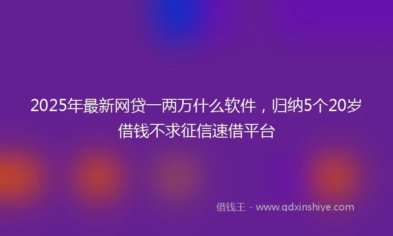 2025年最新网贷一两万什么软件，归纳5个20岁借钱不求征信速借平台